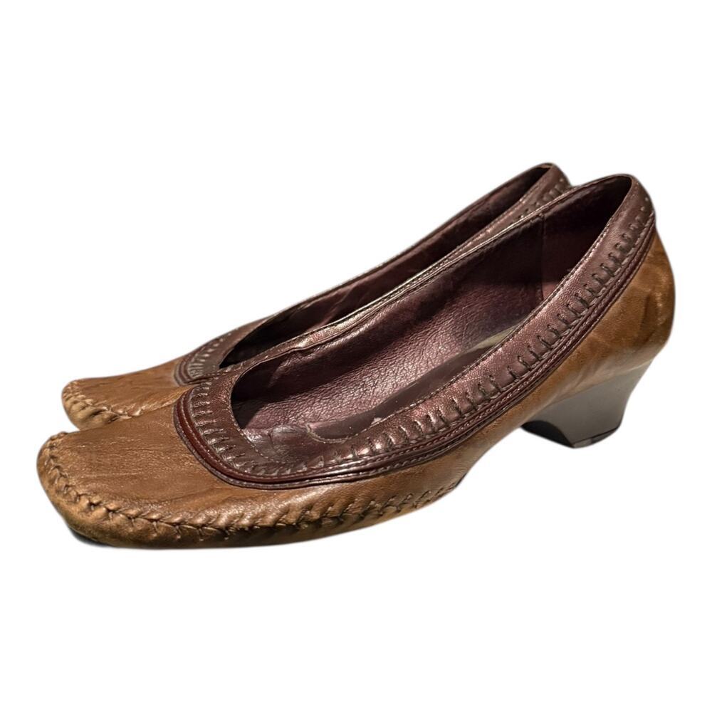 Indigo By Clarks Heels Women’s 8.5 M Casual Slip On Low Pumps Brown Leather